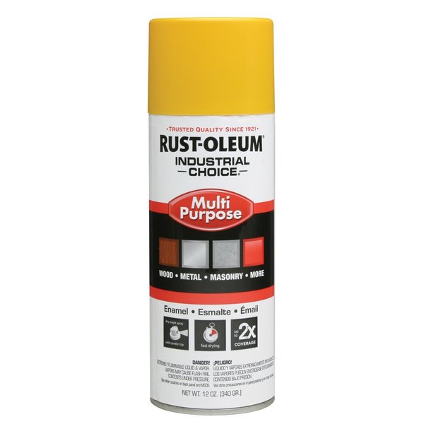 Rust-Oleum Premium Spray Paint, Gen Purpose Spray Paint, Yellow, 12 oz, Solvent, Gloss 1644830